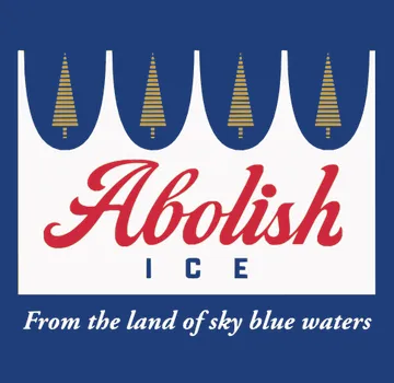 sign in the style of Hamm's beer, but with the words Abolish ICE