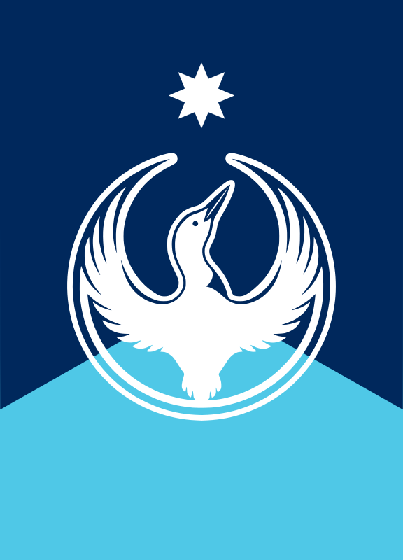 loon in Star Wars Rebel Alliance logo, inserted into the MN state flag with its blue colors and white star