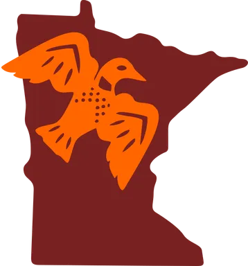 loon in front of outline of Minnesota